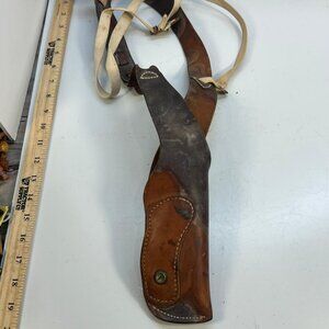Vintage Leather Holster with Button Stitched Durable Collectible Brown